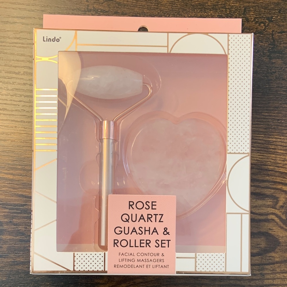 Lindo Rose Quartz Guasha & Roller Set